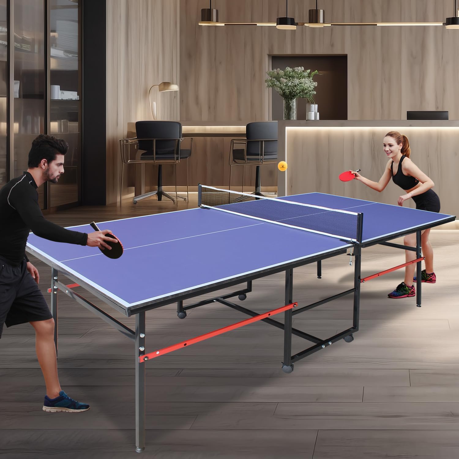 8 ft Portable Ping Pong Table， - Table Tennis Folding Table recension och pris