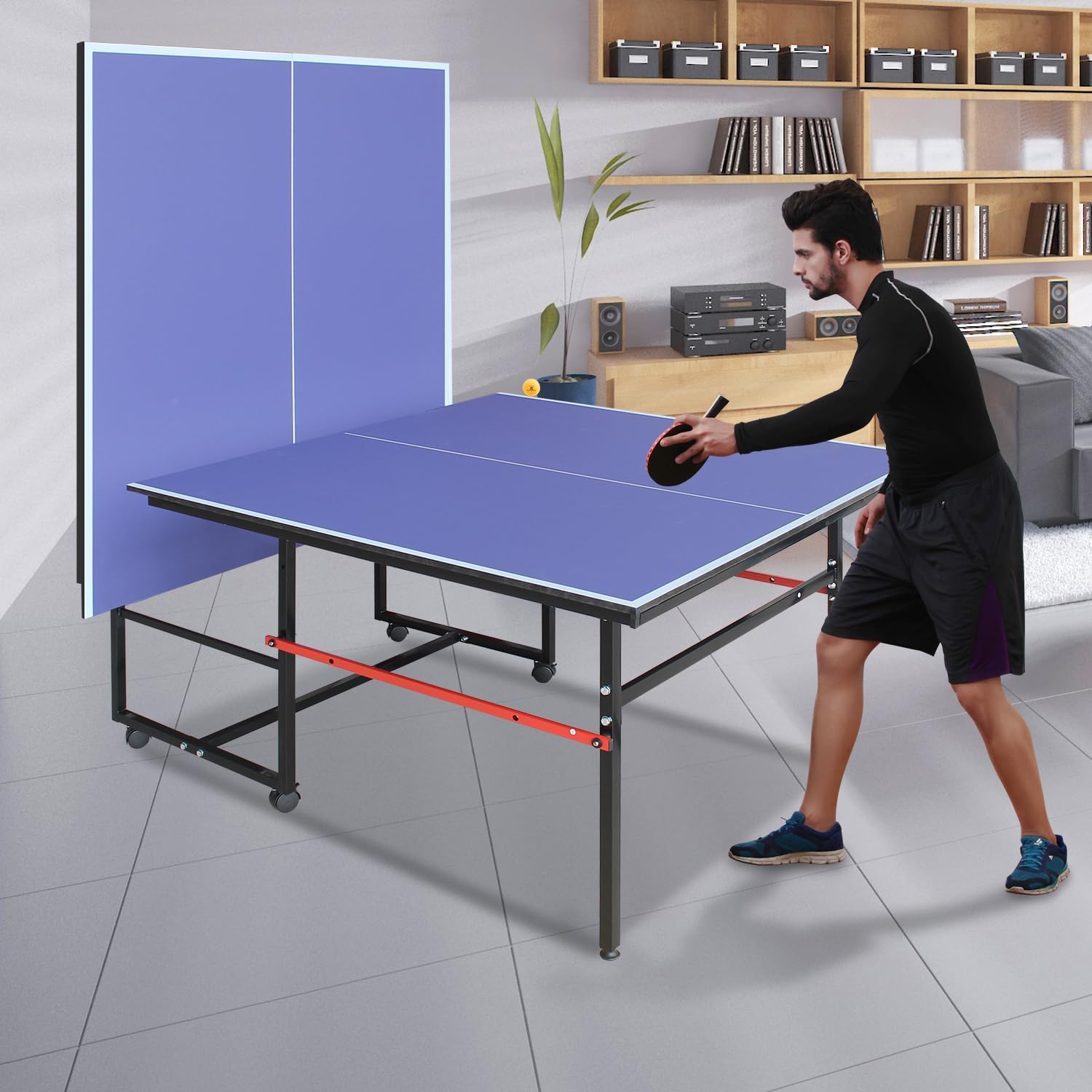 8 ft Portable Ping Pong Table， - Table Tennis Folding Table recension och pris