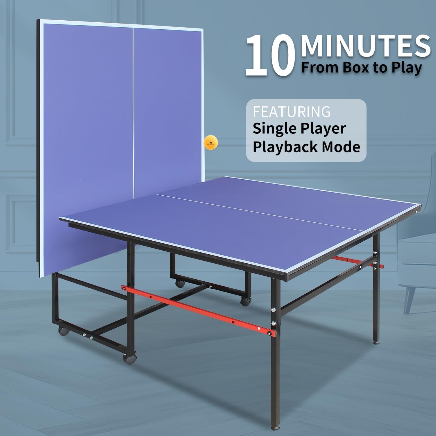 8 ft Portable Ping Pong Table， - Table Tennis Folding Table recension och pris