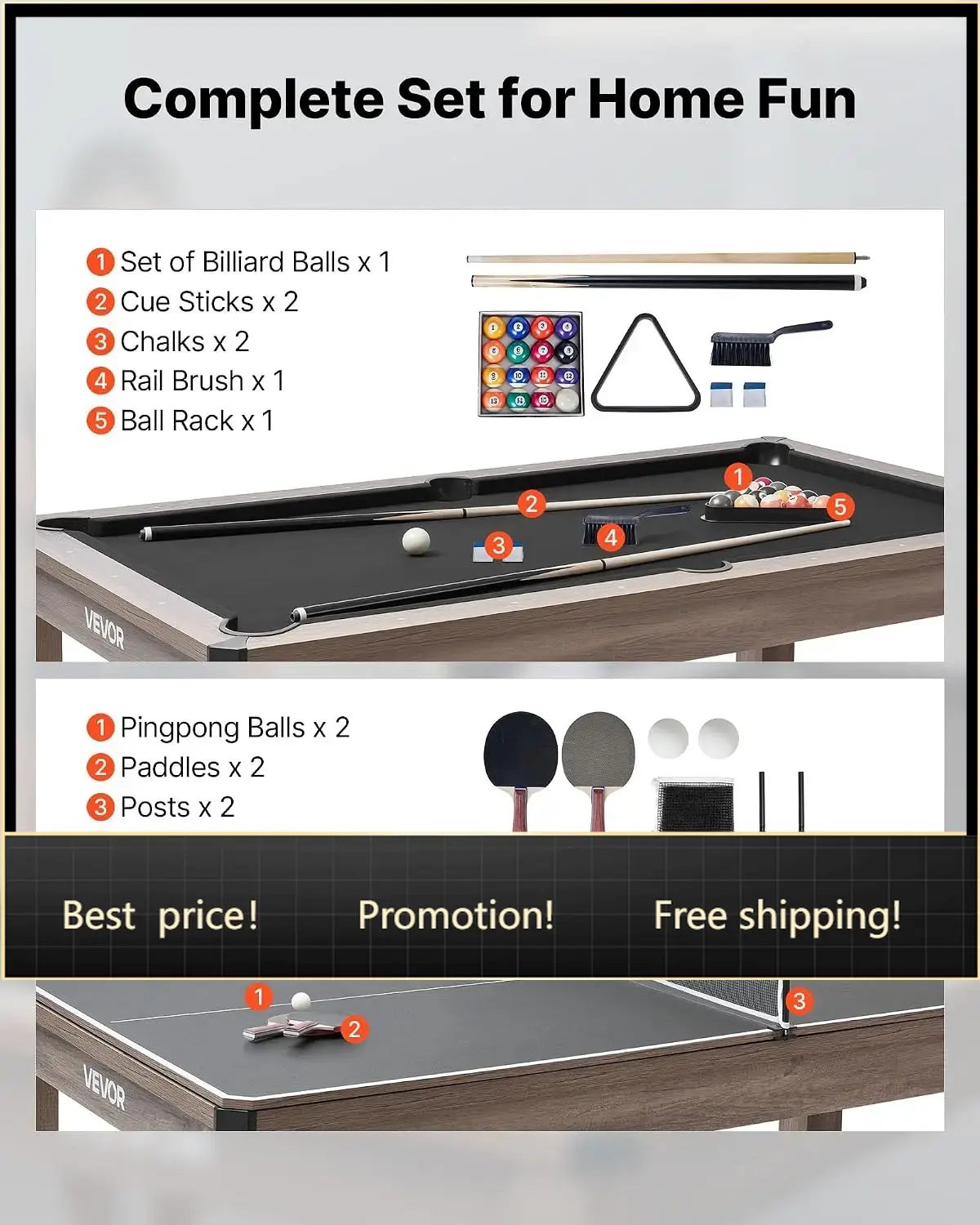 7ft 3-in-1 Multi Game Table wi - Table Tennis No 1 recension och pris