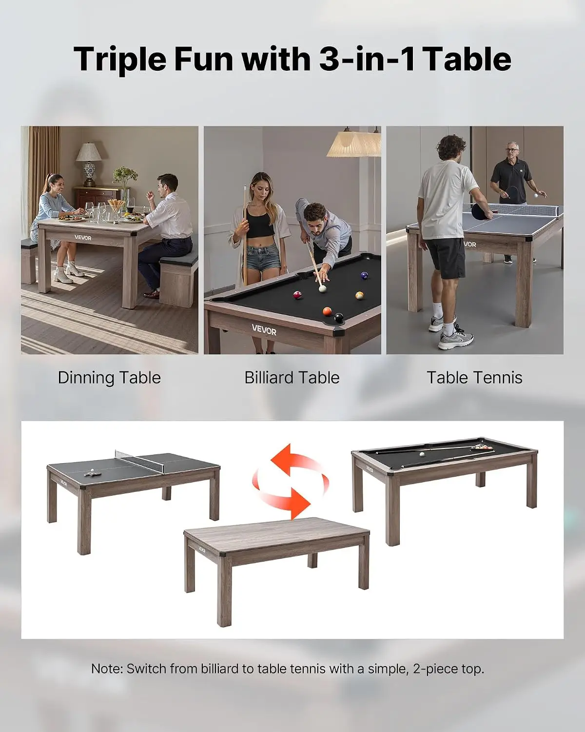 7ft 3-in-1 Multi Game Table wi - Table Tennis No 1 recension och pris